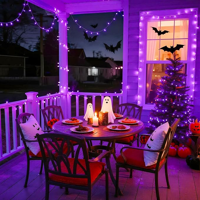 JMEXSUSS 163 FT 500 LED Purple Halloween Lights, 8 Modes Purple Light Indoor - Image 3