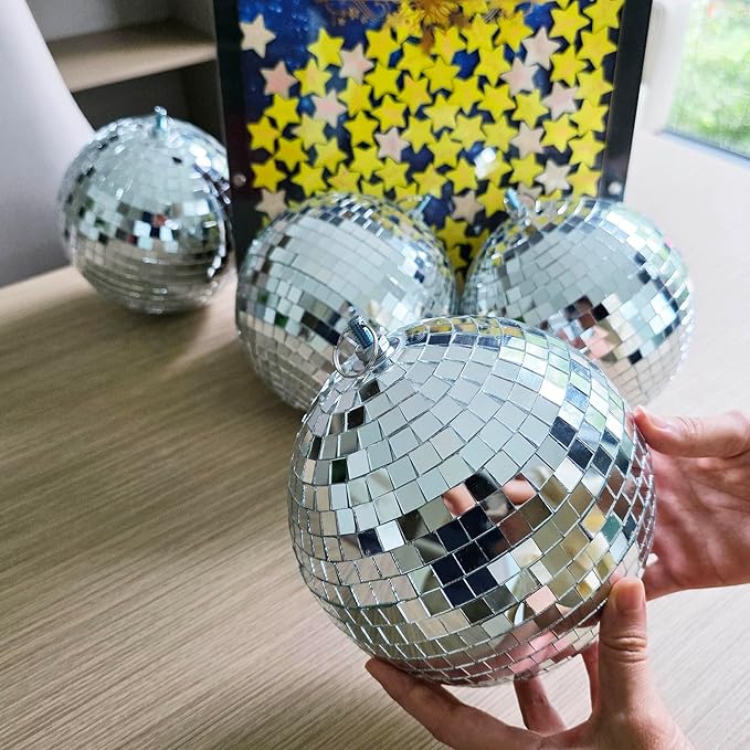 Yescom 4PCS 7" Mirror Disco Ball Set Small Hanging - Image 5