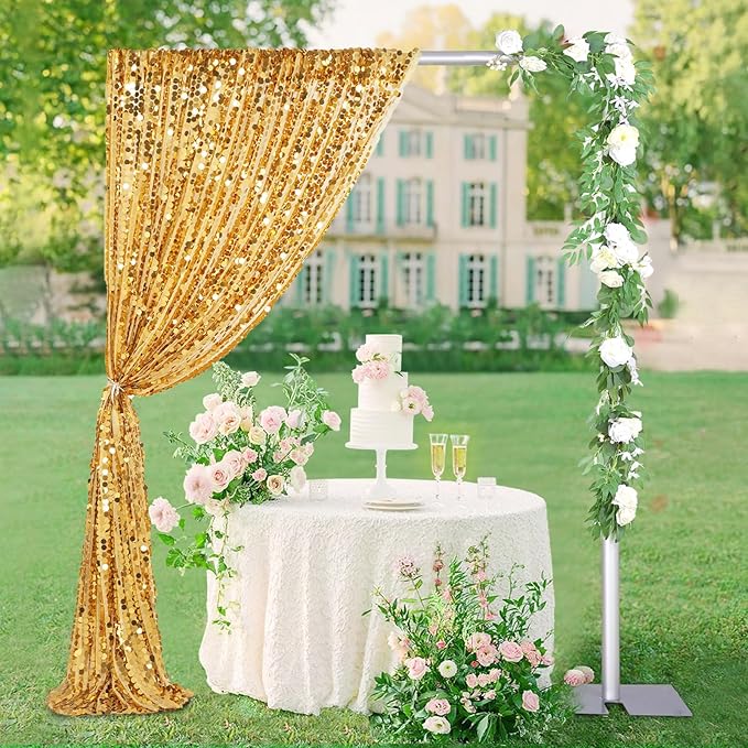 Gold Big Payette Sequin Backdrop 2 Panels 4ftx8ft Sparkly Glitter Backdrop - Image 2