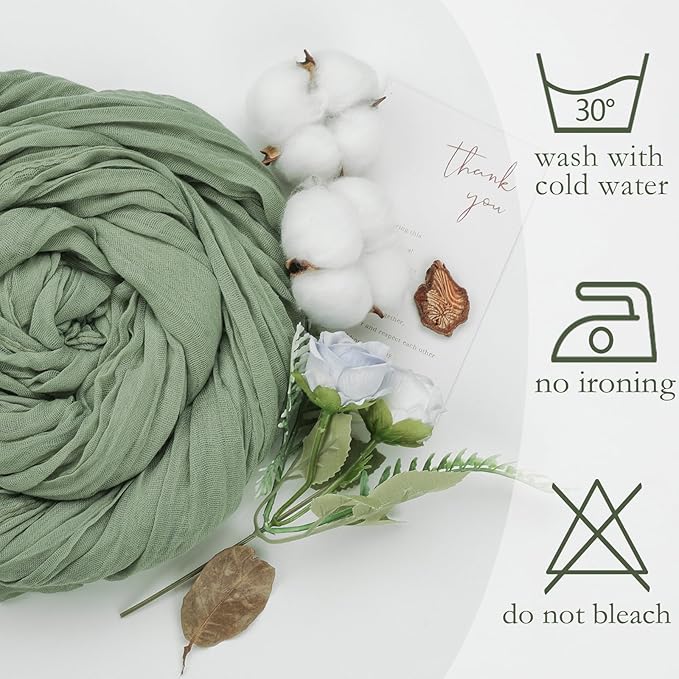 6 Pack Sage Green Table Runner 10ft Boho Gauze Fabric Cheesecloth Table Runner - Image 5