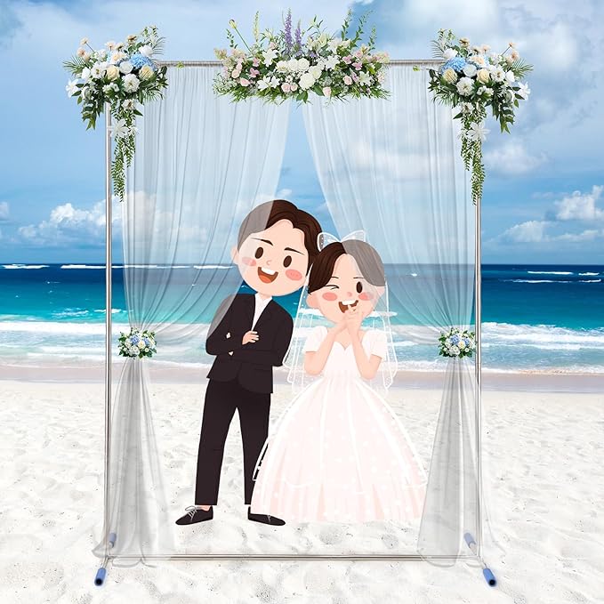 7*5FT Metal Backdrop Stand Kit, Heavy Duty Rustproof Wedding Arch by EUIJOIP