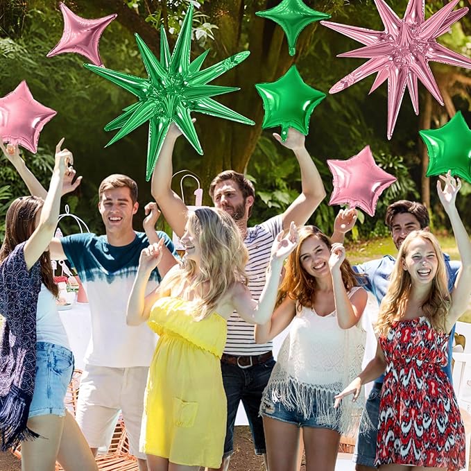 Pink Green Star Balloon - Image 5