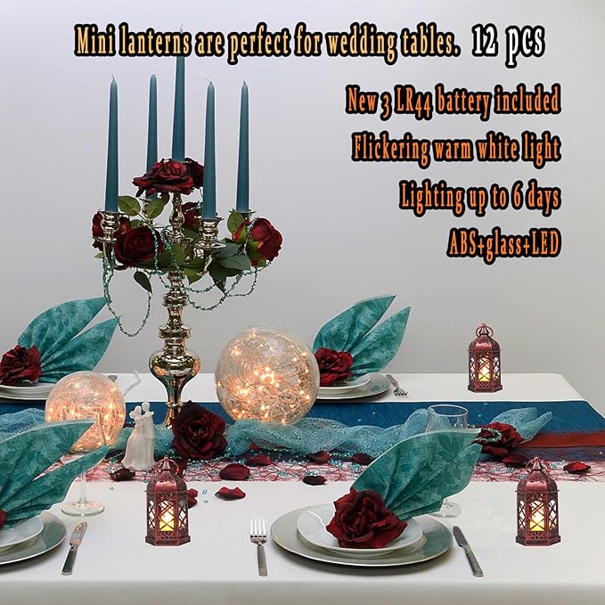 12PCS Mini Lantern with Flicker LED Candle - Image 2