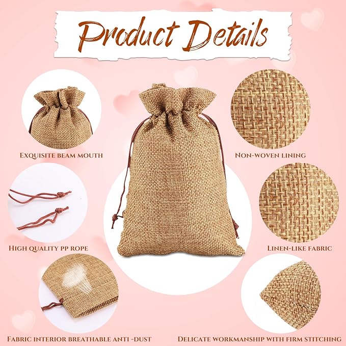 Woanger 100 Pcs Burlap Gift Bags - Image 3