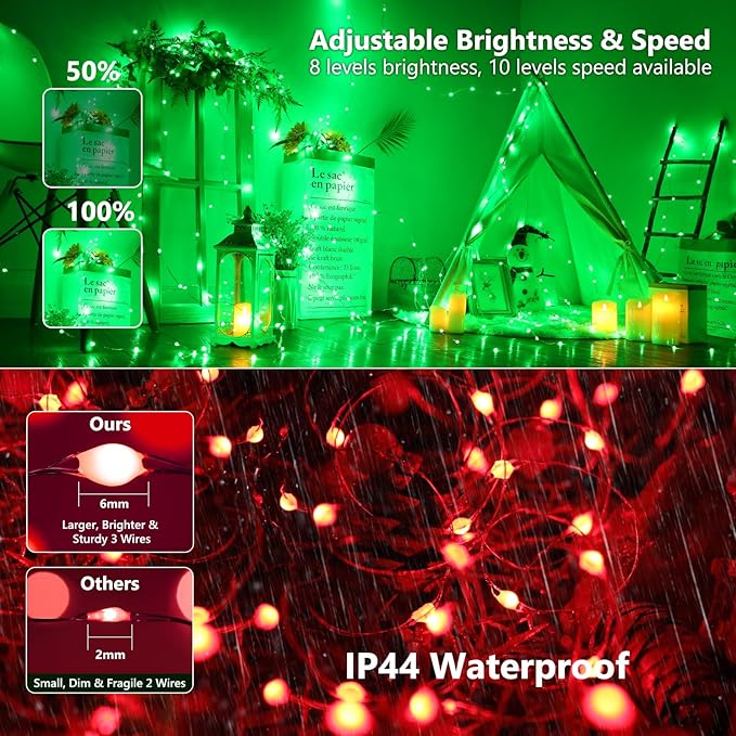 BrizLabs Color Changing Fairy Lights - 33ft 100 LED Christmas Fairy Lights - Image 5