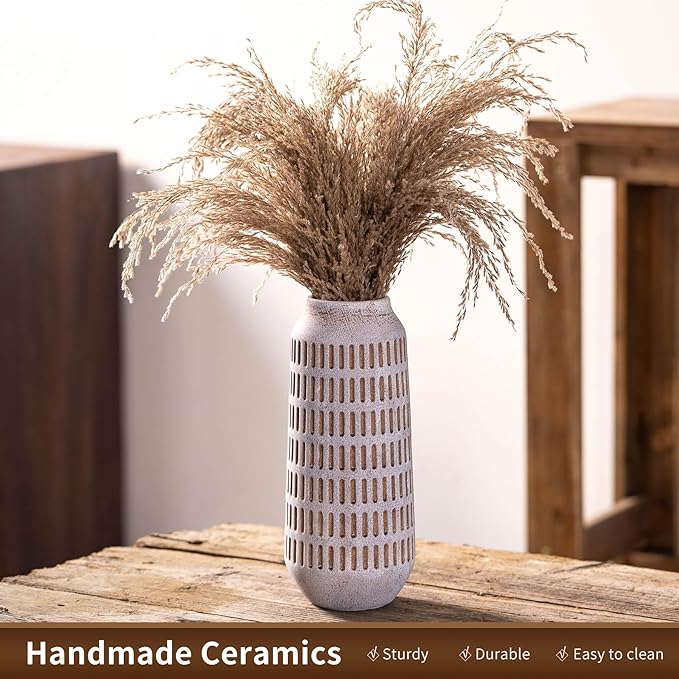 Rustic Ceramic Flower Vase, Terracotta Farmhouse Decorative Vintage Vases - Image 5