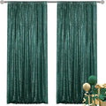 Dark Green Sequin Backdrop Curtain 2 Pieces 2FTx8FT Glitter Photography Backdrop by Unknown