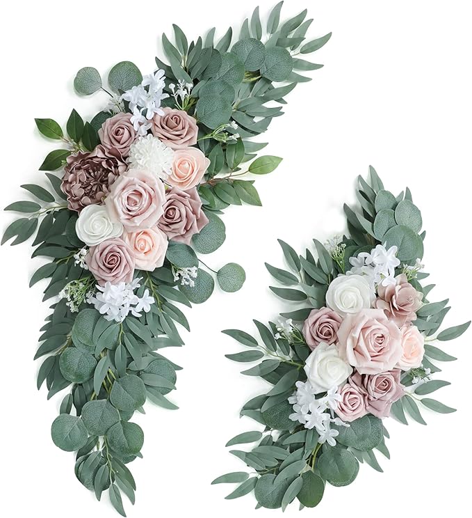 Artificial Dusty Rose Wedding Arch Flowers Swags Set of 2 by UdoulaFlowersforLife