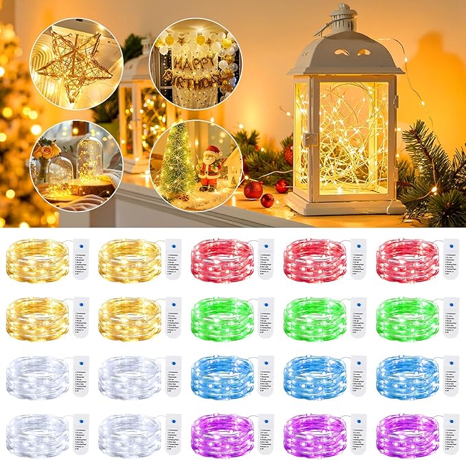 Minetom 20 Pack Fairy Lights Battery Operated String Lights, 8 Modes & Timer - Image 9