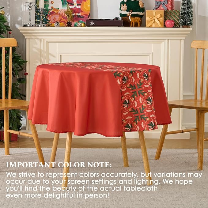 Christmas Tablecloth Round 60 Inch Waterproof, Machine Washable Checkered - Image 7
