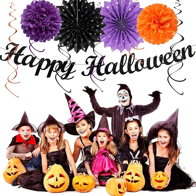 Black-Purple Orange Happy-Halloween Party-Decorations - Image 4
