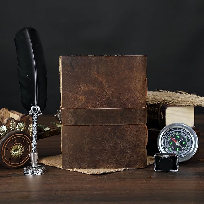 Vintage Leather Journal Handmade Buffalo Non-Refillable Deckle Edge Paper – - Image 7