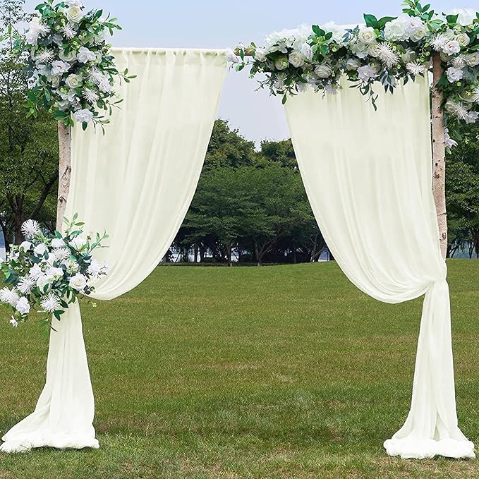 PARTISKY 10ftx10ft Ivory Chiffon Sheer Backdrop Curtains, Wrinkle-Free Wedding - Image 8