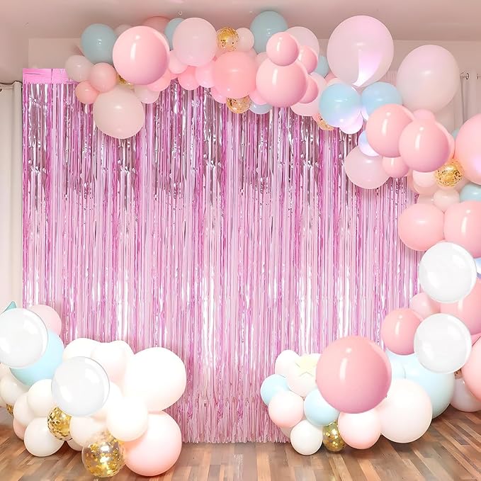 6 Pack Pink Foil Fringe Curtains Streamers Party Decorations 3.3 x 8.2 ft - Image 4