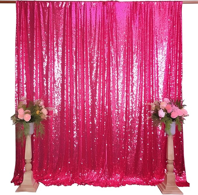 Fuchsia Sequin Backdrop Sequin Backdrop Sparkly Background Drapes by HMQIANG