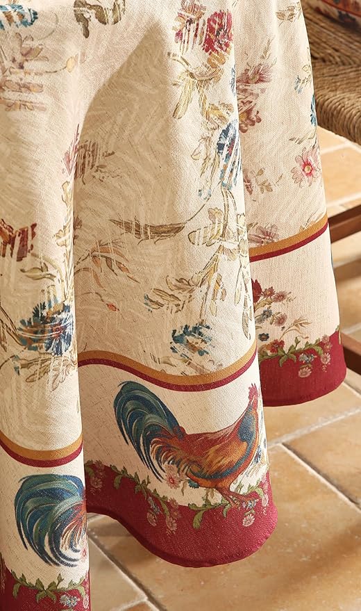 patdrea Designer Vintage Linen Small Round Tablecloth, Vintage Red Animals - Image 5
