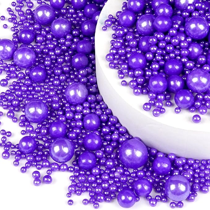 Purple Pearl Sprinkles for Cake Decorating, Edible Pearl Candy, 150g/5.29oz Mix - Image 8