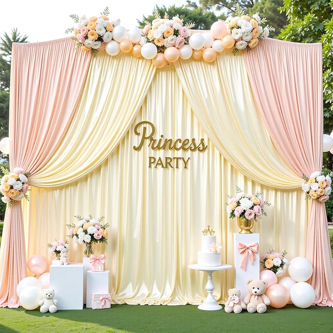 10x10 ft Champagne Glitter Backdrop Curtain - Image 7