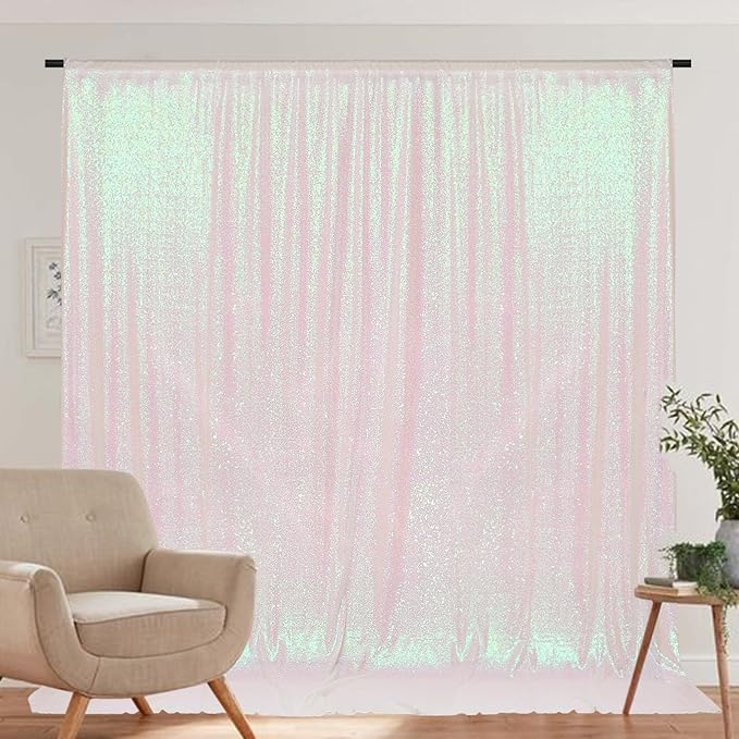 PartyDelight 6ftX7ft Iridescent Sequin Backdrop Curtain Photo Booth - Image 3