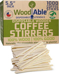 5.5 Inch Wooden Coffee Stirrers, Disposable & Compostable Wood Coffee Stick by WoodAble