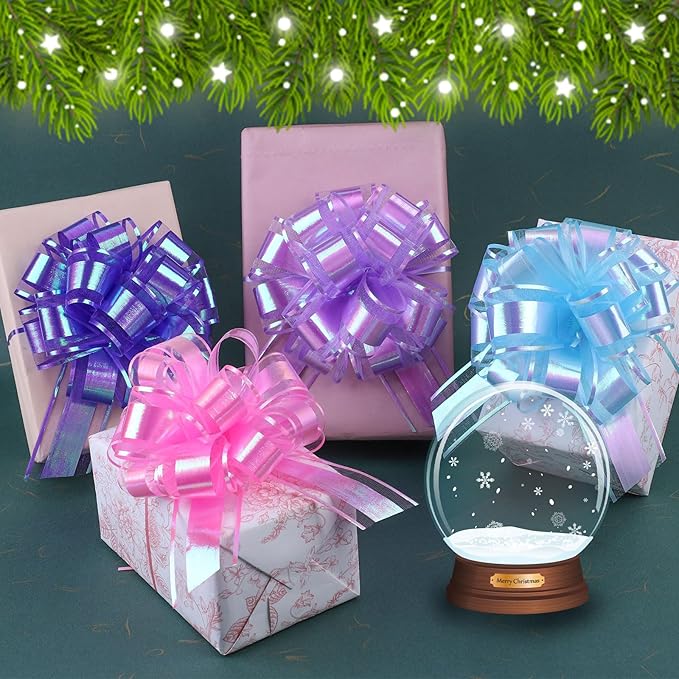 12 Pieces Laser Pull Bows 6 Inch Gift Wrapping Pull Bows - Image 7