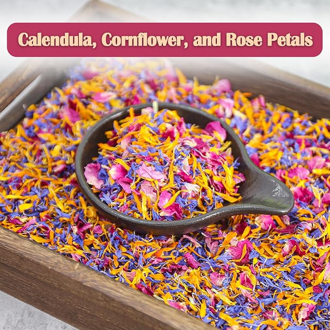 FullChea - Mixed Edible Flowers - 1oz/29g - Natural Dried Calendula, Cornflower - Image 3