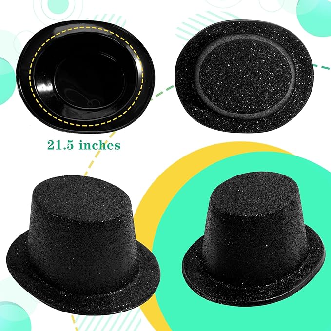 Hillban 24 Pcs Halloween Glitter Top Hat Bowler - Image 2
