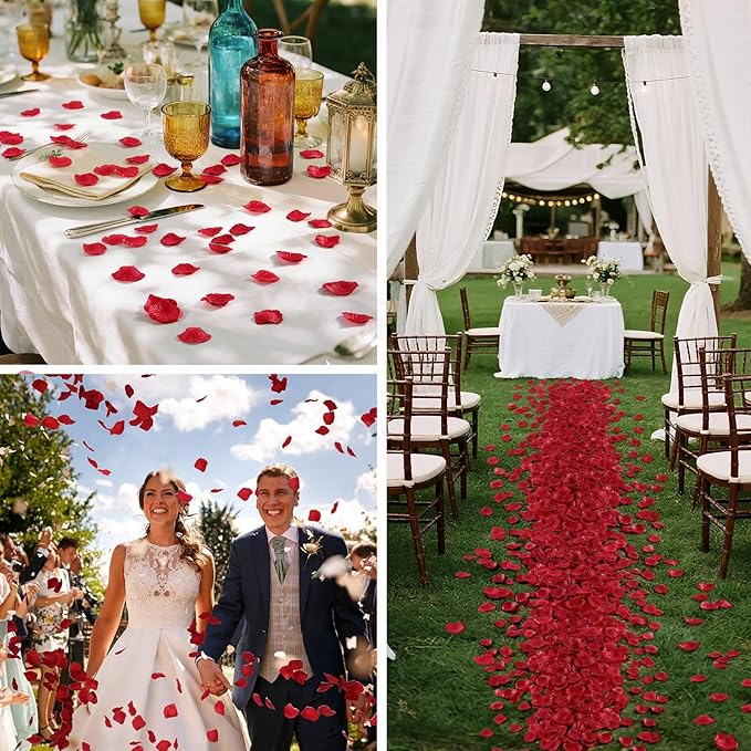 1000 Pcs Red Rose Petals Artificial Silk Flower Petals Romantic Decorations - Image 4