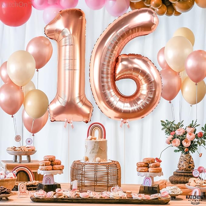 KatchOn, Rose Gold 16 Balloon Numbers - Image 7