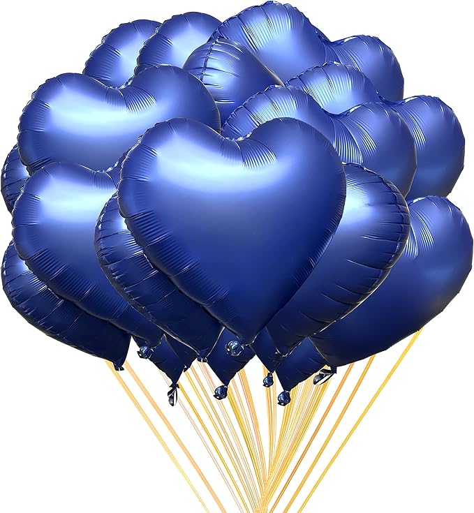 Jonhamwelbor 20Pcs 18 inch Metallic Blue Foil Mylar Heart Shape Balloons by Jonhamwelbor