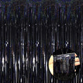 4 Pack Black Tinsel Foil Fringe Curtain Backdrop, 3.28Ft x 8.2Ft Metallic by Unknown