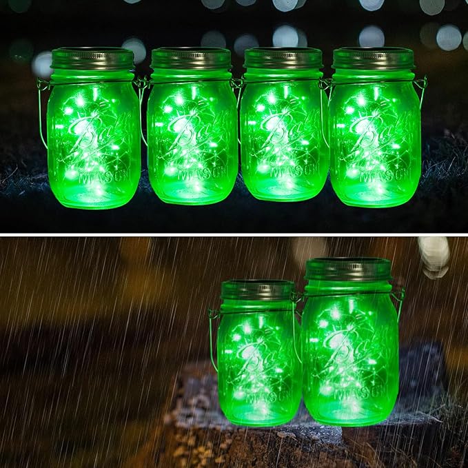 ZNYCYE Solar Mason Jar Lights, 12 Pack 30 LED Fairy Firefly Mason Jar Lids - Image 4