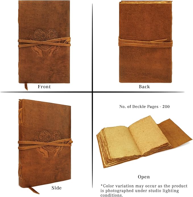 LUXEORIA Heart Journal for Women and Men, Handcrafted Leather Journal for - Image 6