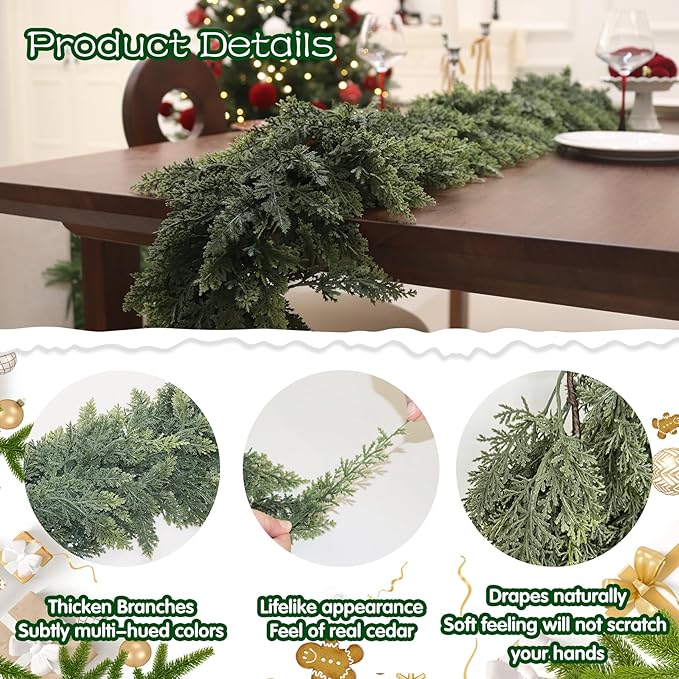 9FT 2PCS Artificial Cedar Garland - Image 2