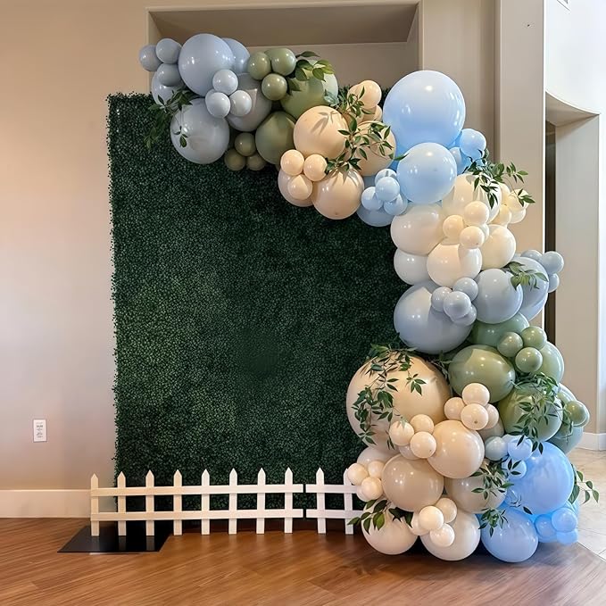 Sage Green and Blue Balloons, Baby Boy Shower Balloons - Image 7