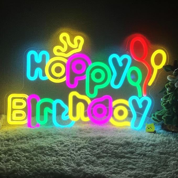 Happy Birthday neon signs，USB Powered Dimmable LED Colorful Lights - Image 2