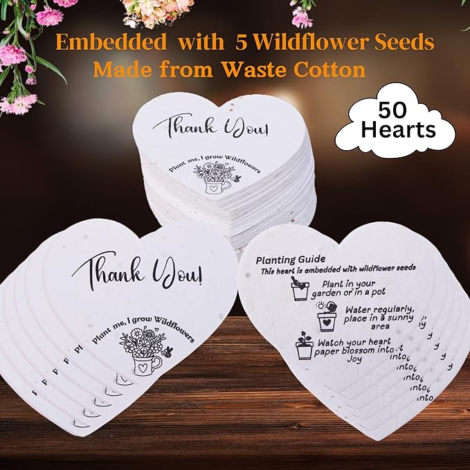50 Plantable Seed Paper Hearts - Image 2