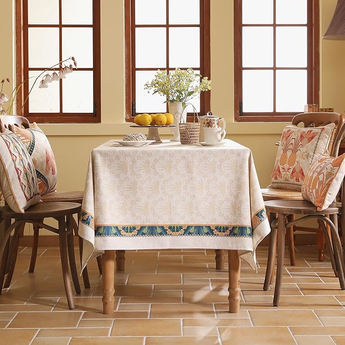 patdrea Designer Extra Long Rectangle Linen Table Cloth, Vintage Anti-Wrinkle - Image 3