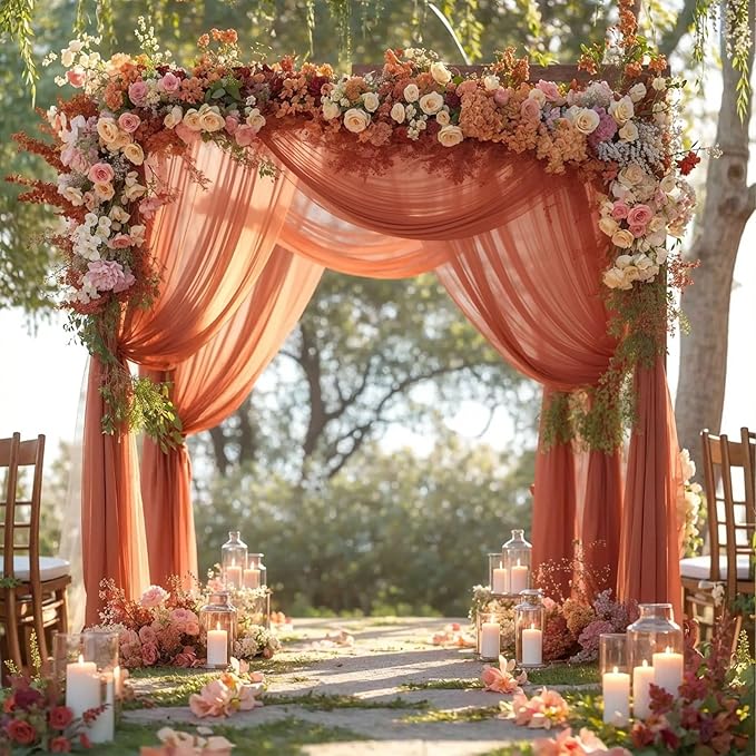 Wedding Arch Draping Fabric, 1 Panel 28" x 19Ft Terracotta Wedding Arch Drapes - Image 5
