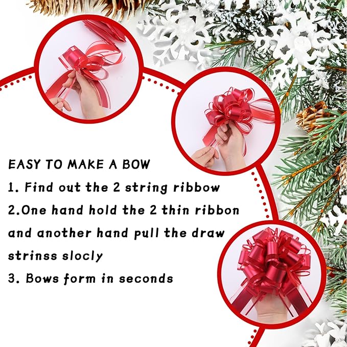 40 Pieces 6 Inches and 3 Inches Pull Bow Wrapping Pull Bow Ribbon Pull Bows - Image 3