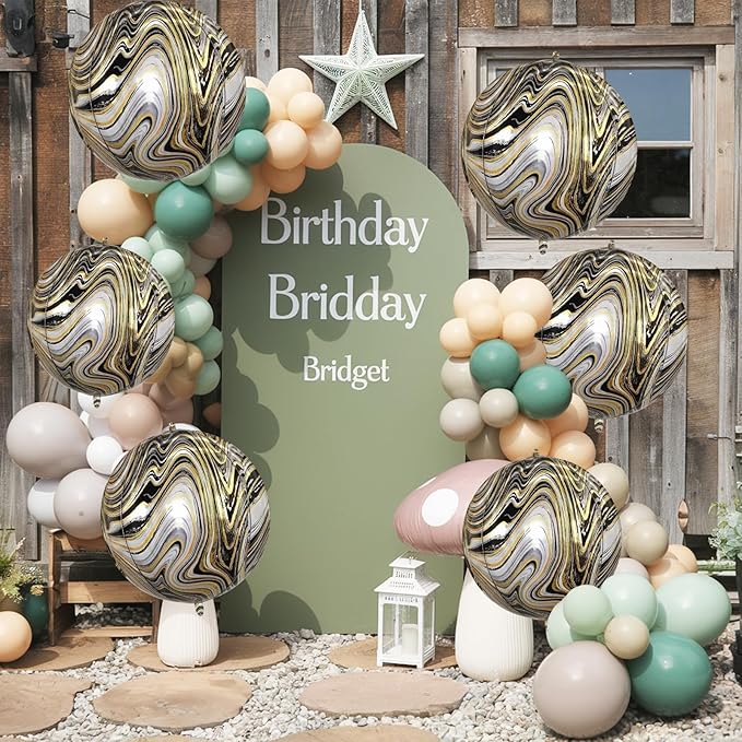 6 Pcs Black Gold and White Balloons, Saxuxu Black and Gold Balloons, 22 Inch - Image 7