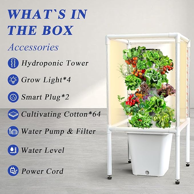 SJZX Hydroponics Growing System, 18 pods Vertical Small hydroponic Tower - Image 7
