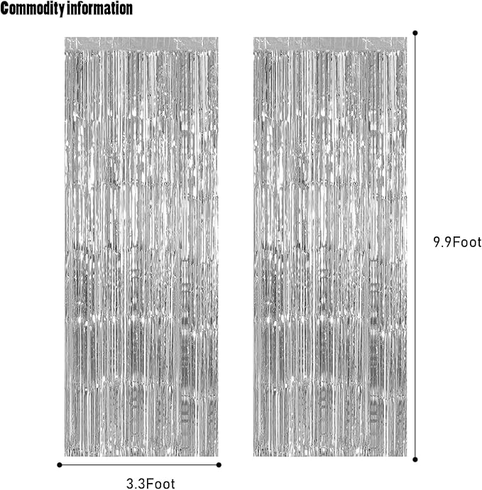 CANREVEL 2 Pack 3.3x8.2 Feet Silver Foil Fringe Backdrop Curtains, Tinsel - Image 3