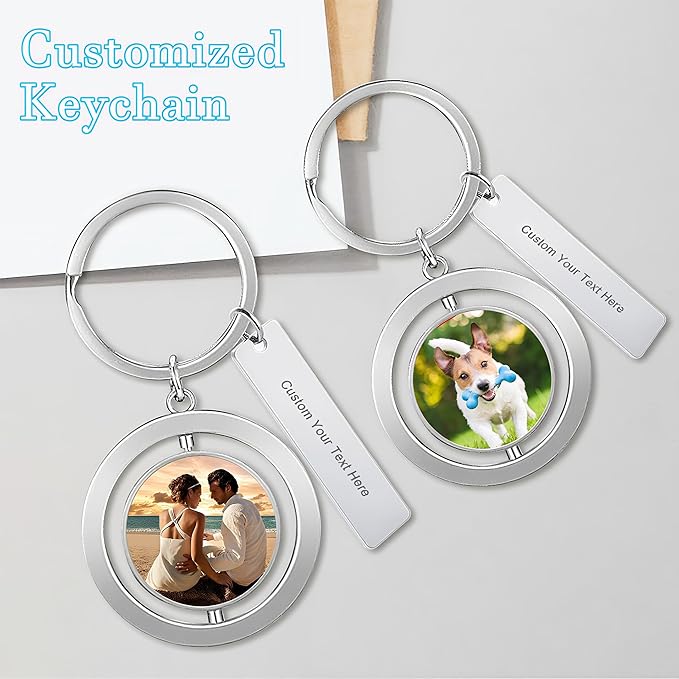 Custom Keychain with Picture Double-sided Personalized Photo Text Keychain - Image 5