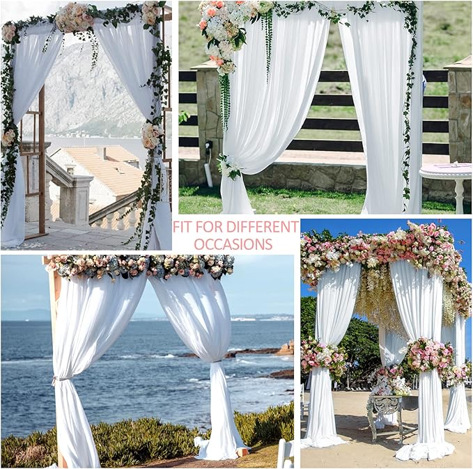PARTISKY 10x7ft White Chiffon Backdrop Curtains - Image 3
