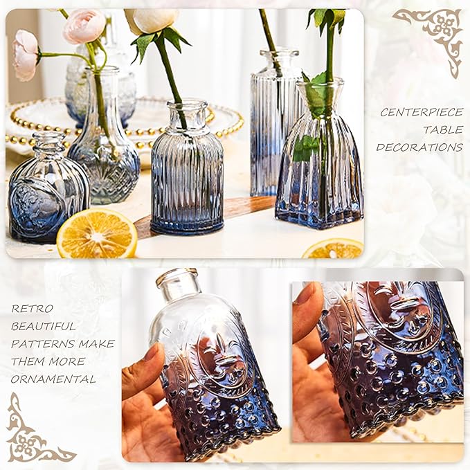 Bud Vases Set of 24, Gradient Blue Vintage Small Vases - Image 5