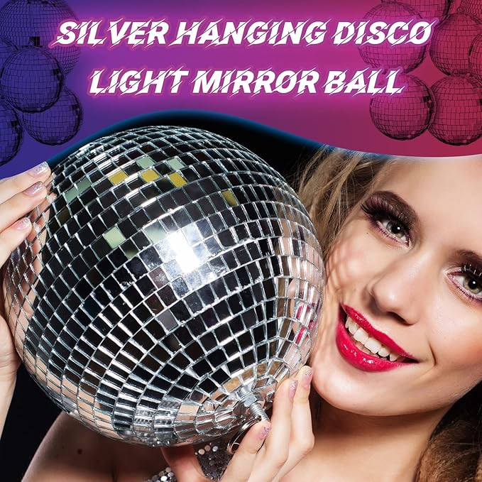 Haull 8 Pcs Large Disco Ball Set Silver Mirror Disco Reflective Ball - Image 5
