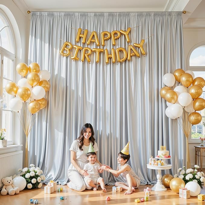 10x10 ft Silver Glitter Backdrop Curtain - Image 3