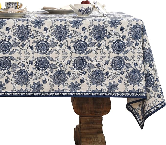 patdrea Designer Vintage Blue Floral Tablecloth by Welcometopatdrea