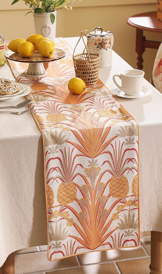 patdrea Designer Tropical Linen Table Runner 102 Inch Long, Decoration - Image 7